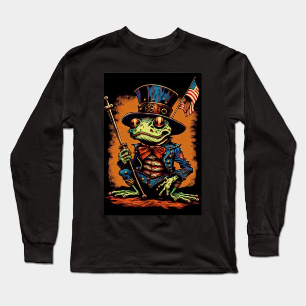 Uncle Sam the Frog Long Sleeve T-Shirt by dholzric